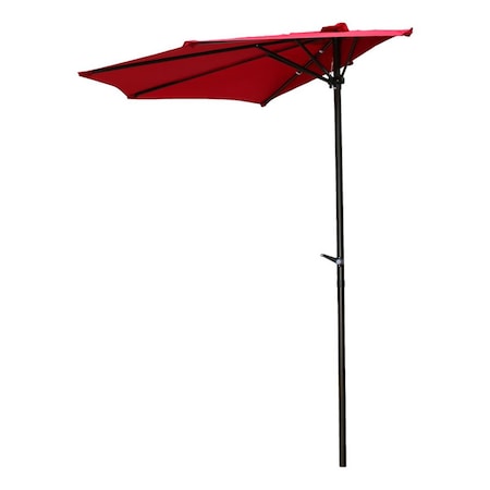 International Caravan 9 ft. Half Round Wall Hugger Umbrella, Ruby Red YF-1147-2.7M-RR